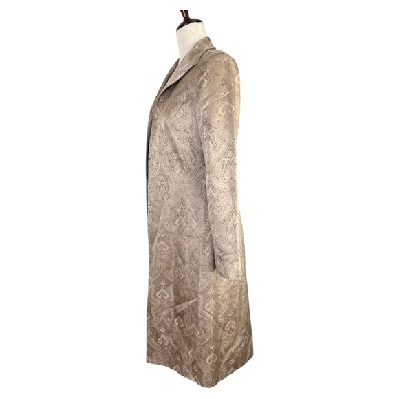 ADRIANNA WOMEN’S TAN OPEN JACKET 100% SILK SHELL WITH BEAD DETAIL SZ 6 - Picture 3 of 8